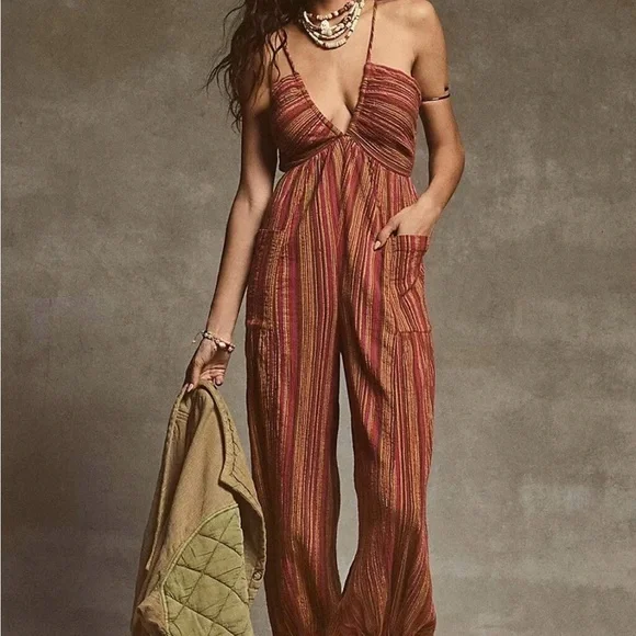 Free People Sundaze for Surfing Jumpsuit Red Clay - Picture 1 of 6